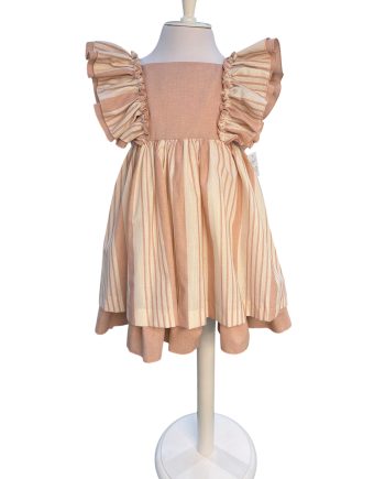 VESTIDO TALLE ALTO LINEAS COMBINADAS MAQUILLAJE