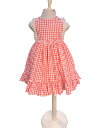 VESTIDO TALLE ALTO ESTAMP VICHY ROSA