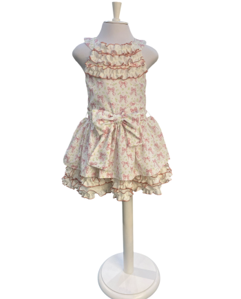 VESTIDO TALLE BAJO ESTAMP LAZOS CON ESPALDA ABIERTA