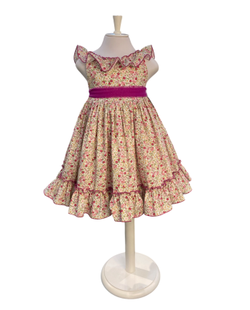 VESTIDO TALLE ALTO ESTAMP FRESAS MAGENTA