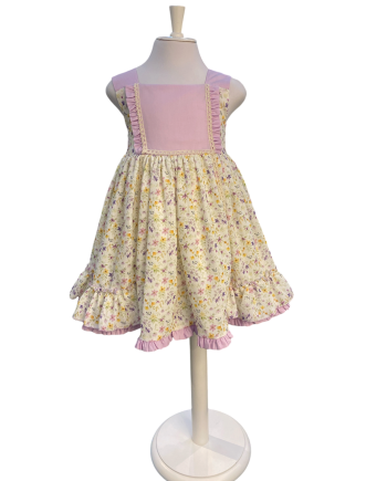 VESTIDO TALLE ALTO ESTAMP FLORES PRIMAVERALES LILA