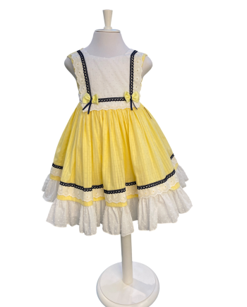 VESTIDO TALLE ALTO BATISTA BORDADA AMARILLO