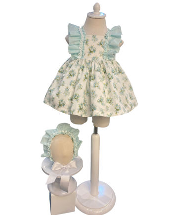 JESUSITO CON CUBRE PAÑAL ESTAMP BOUQUET FLORES  AQUA