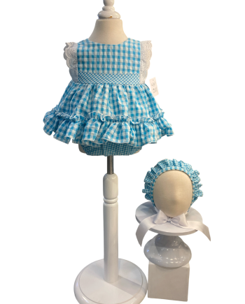 JESUSITO CON CUBRE PAÑAL VICHY TURQUESA