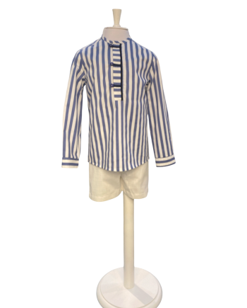 CONJ CAMISA CUELLO MAO LINEAS NAVY Y BERMUDA