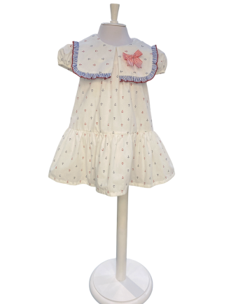 VESTIDO TALLE ALTO CUELLO CUADRADO ESTAMP ANCLAS