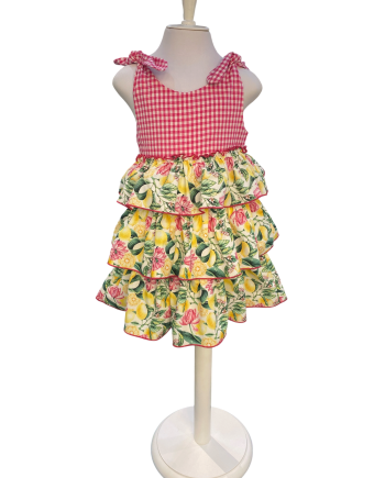 VESTIDO TALLE ALTO EN CAPAS ESTAMP LIMONES