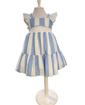 VESTIDO TALLE ALTO ESTAMP LINEAS VERTICALES AZULONAS