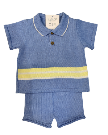 Jersey polo listado con botones y pantaloncito punto YAKARTA