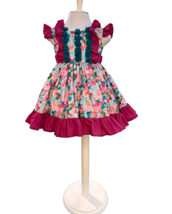 VESTIDO TALLE ALTO ESTAMP FLORES ACUARELA