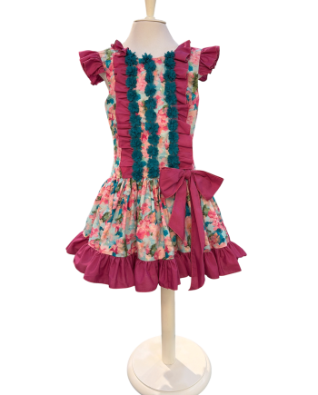 VESTIDO TALLE BAJO ESTAMP FLORES ACUARELA