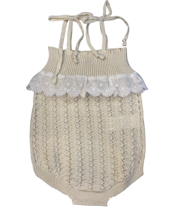 Peto niña tirantes con tira bordada FLORAL RUSTIK