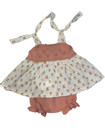 Vestido Punto y tejido con culotte punto CEREZAS