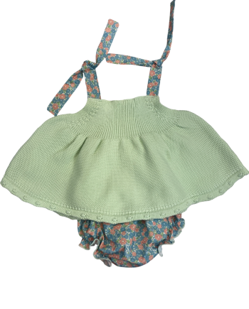 Jesusin punto y culotte smoock liberty y tirantes PAPAYA