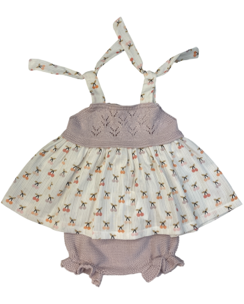 Vestido Punto y tejido con culotte punto CEREZAS