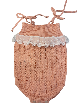 Peto niña tirantes con tira bordada FLORAL RUSTIK