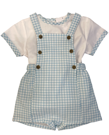 CONJUNTO BRAGA DE TIRANTES EN VICHY Y CAMISA AQUA