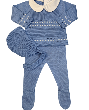 Traje 3 Piezas gorro, cuello pique "CLUNY CUADROS"