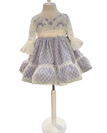VESTIDO TALLE ALTO TUL BORDADO LILA