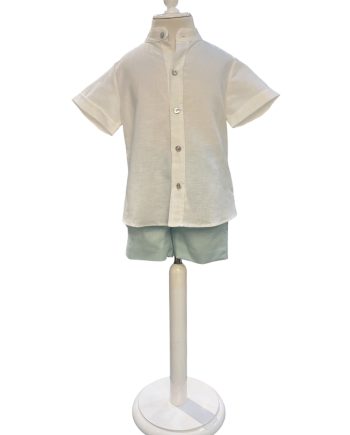 CONJ NIÑO PANTALON VERDE AQUA Y CAMISA CRUDA